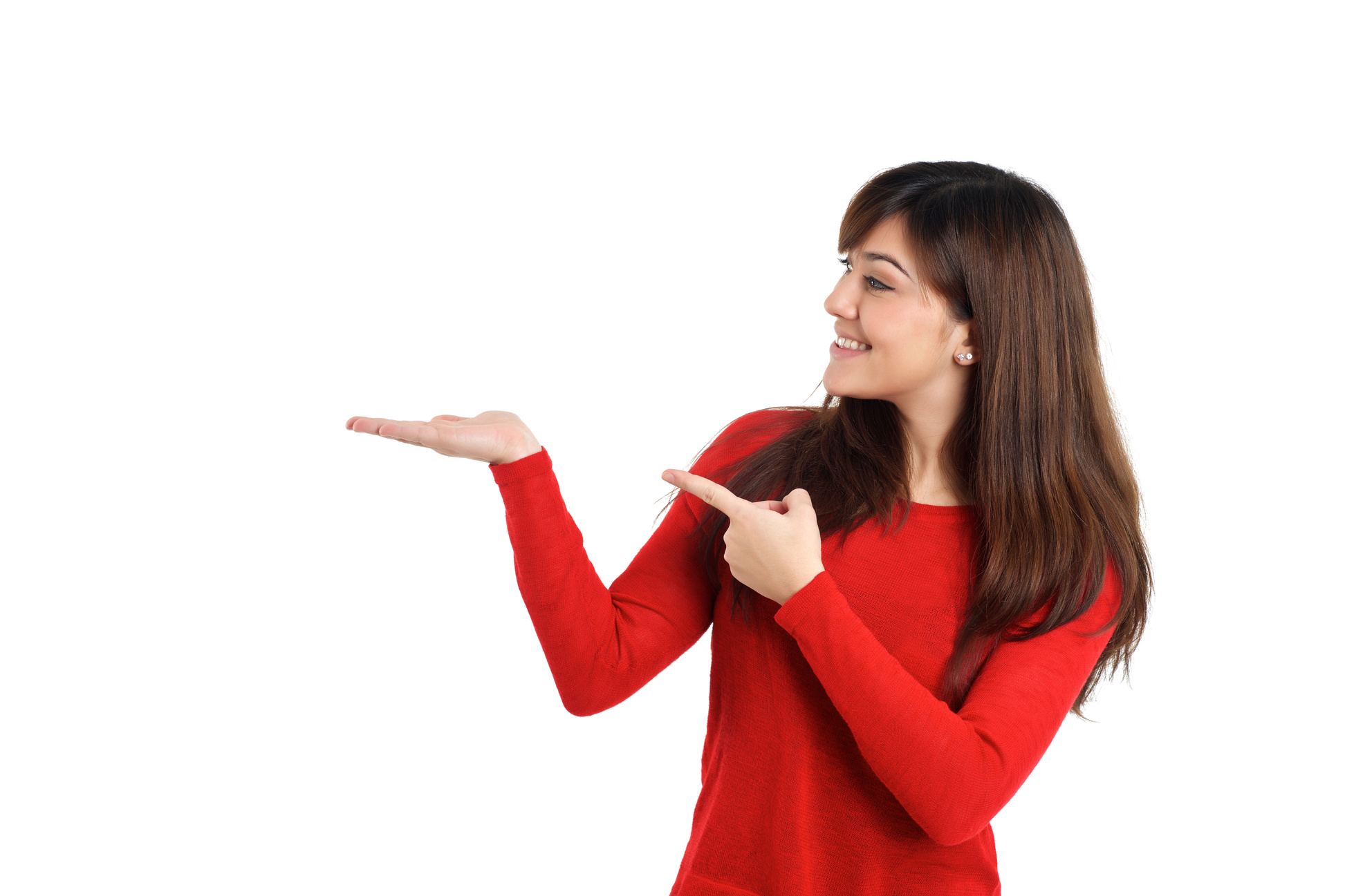 Woman pointing product